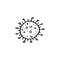 Virus icon. The Molecule viral bacteria infection. Coronavirus. Flu laboratory infection test. Contour doodle outline monochrome