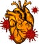 virus infect a human heart vector illustration