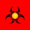 Virus inside biohazard sign flat style illustration