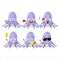 Virus kidney failure cartoon character with various types of business emoticons