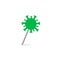 Virus location icon, pin to infected area indicate on map. Infection place pointer, flat point template. Marker for