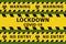 Virus lockdown barrier tape. Government warning to the public. Stock vector illustration in flat design.