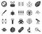 Virus, magnifier. Bioengineering glyph icons set. Biotechnology for health, researching, materials creating. Molecular biology,