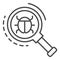 Virus magnify glass icon, outline style