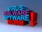 Virus malware spyware worm on blue