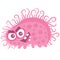 Virus, microbe, pathogen, germ vector icon. Pink micro bacteria illustration isolated on white background,