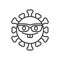 Virus nerd face line icon