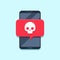 Virus notification on smartphone screen. Alert message, spam attack or malware notifications. Smartphones viruses vector