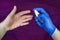 Virus protection, latex protective glove, disinfectant, hands