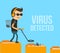 Virus scanning and detection in computer system. Antivirus hunter found the infection in folder vector illustration