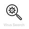 Virus Search on Magnifier sign logo vector icon. Editable line pictogram.