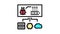 virus on server, cloud and computer components color icon animation