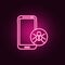 virus in smart phone icon. Elements of cyber security in neon style icons. Simple icon for websites, web design, mobile app, info