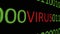 Virus text on screen dolly shot concept