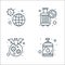 virus transmission line icons. linear set. quality vector line set such as hand washer, bat, no traveling