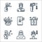 Virus transmission line icons. linear set. quality vector line set such as sick, hazmat, cough, stay at home, smartphone,