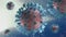 Virus variant, coronavirus, spike protein. Deltacron. Covid-19 seen under the microscope