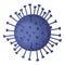 Virus vector illustration. Coronavirus covid-19 cell, microbe, germ. Blue virus cell or bacteria on white background