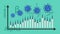 Virus wave illustration. Coronavirus variants poster. Omicron resurgence. Vaccine effect chart. COVID-19.