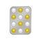 Virus white yellow pill tablet medical help icon