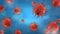 Viruses background. Coronavirus Covid19 realistic molecules. Red bacteria, global epidemic and pandemic. Viral diseases