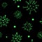 Viruses and bacteria pattern. Seamless backdrop. Green hand drawn illustrations. Microbiology vector bacterial cells on