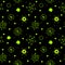 Viruses and bacteria pattern. Seamless backdrop. Green hand drawn illustrations. Microbiology vector bacterial cells on