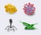 Viruses. Biology infection bacteria cells bacillus ncov microorganism vector science realistic symbols collection