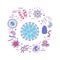 Viruses and germs web banner. Microscopic germ cause diseases. Infographics with linear icons on white background. Creative idea