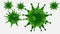 Viruses in green color on white