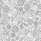 Viruses hand drawn doodles seamless pattern. Coronavirus background.