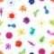 Viruses pattern. Colorful germs background, toxin cells microbes and bacterias. Epidemiology, biology and microbiology