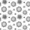 Viruses seamless patten. Scientific hand drawn vector illustration in sketch style. Microscopic microorganisms