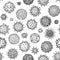 Viruses seamless patten. Scientific hand drawn vector illustration in sketch style. Microscopic microorganisms