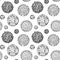 Viruses seamless patten. Scientific hand drawn vector illustration in sketch style. Microscopic microorganisms