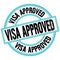 VISA APPROVED text on blue-black round stamp sign