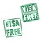 Visa free green textured vector rubber stamp