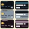 Visa or master card business credit cards vector illustration contsctless wireless payment set icons