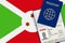 Visa to Burundi and Passport. Burundian Flag Background. Vector illustration