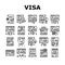 Visa For Traveling Collection Icons Set Vector