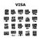 Visa For Traveling Collection Icons Set Vector