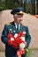 VISAGINAS, LITHUANIA - MAY 09, 2012: Portrait of a Veteran of the Second World War in the rank of colonel Hero of the Soviet Union