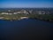 Visaginas Town In Lithuania. Famous Town Because of Nuclear Power Plant. Lake in Foreground