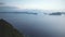 Visayas archipelago islands silhouette at ocean bay aerial. Hilly isles at serene water seascape