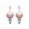 Viscount Inspired Floral Earrings - Light Crimson And Light Aquamarine