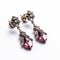 Viscount-inspired Silver Earrings With Pink Crystals And Flower