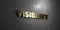 Visibility - Gold text on black background - 3D rendered royalty free stock picture