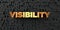 Visibility - Gold text on black background - 3D rendered royalty free stock picture