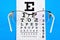 Vision check. eye chart table for visual acuity diagnostics,
