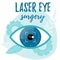 Vision correction by a laser beam. Eye surgery. Ophthalmologist vector illustration.